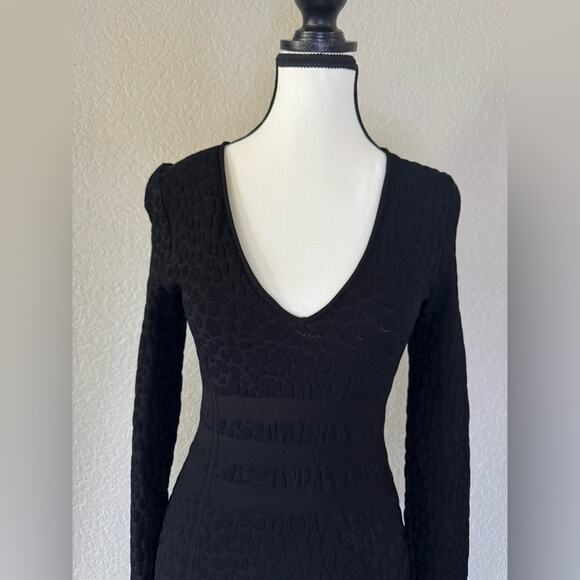 Good American Textured Black Long Sleeve Dress - L - Picture 2 of 12
